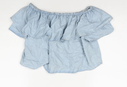 Womens UK Size XS Zara Blue Basic T-Shirt