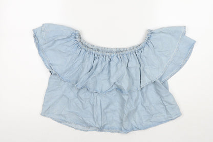 Womens UK Size XS Zara Blue Basic T-Shirt