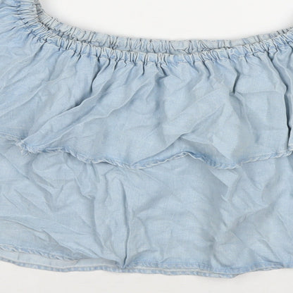 Womens UK Size XS Zara Blue Basic T-Shirt