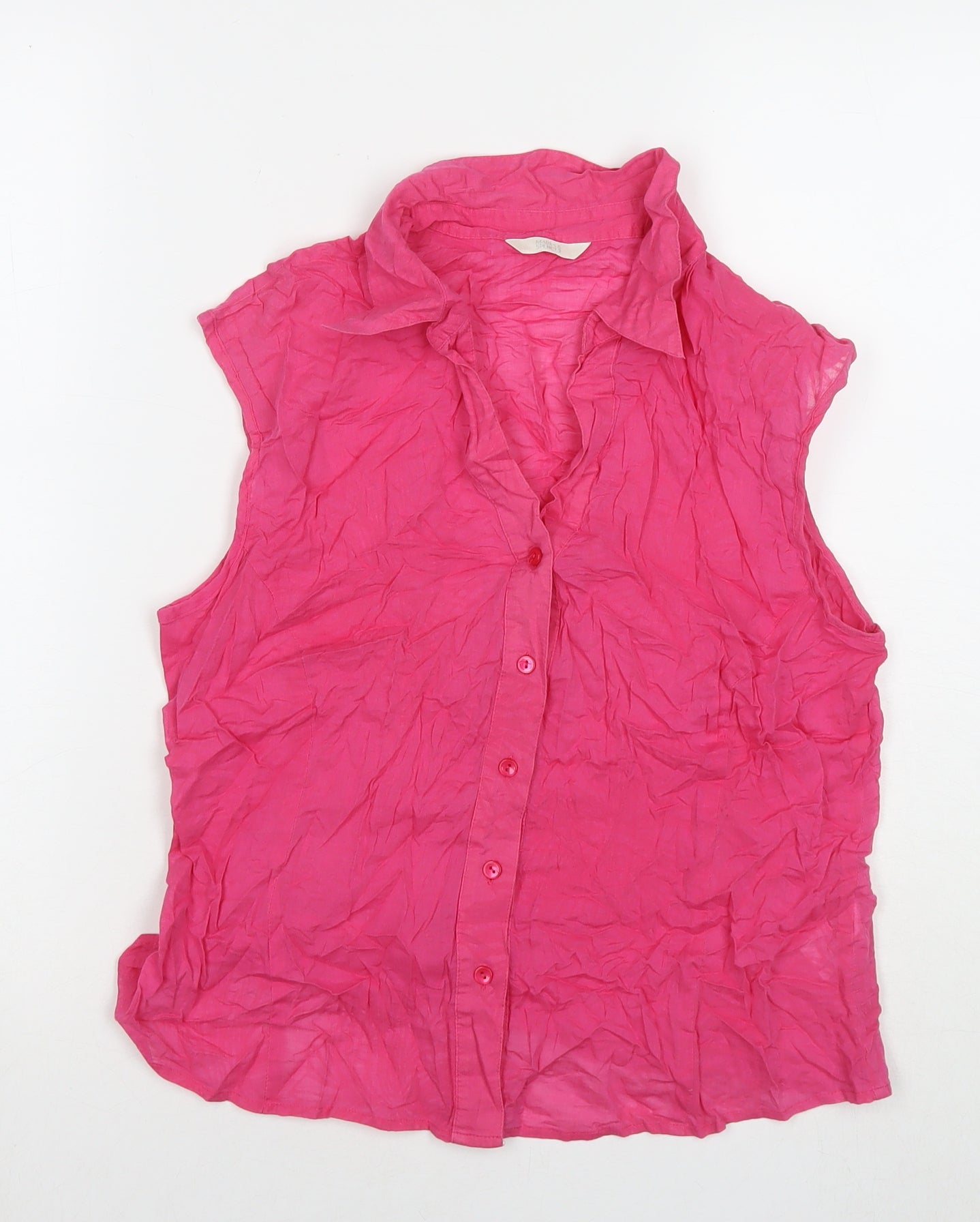 Womens UK Size 16 Marks and Spencer Pink Basic Button-Up