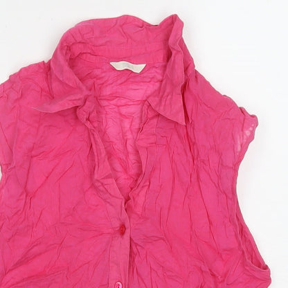 Womens UK Size 16 Marks and Spencer Pink Basic Button-Up