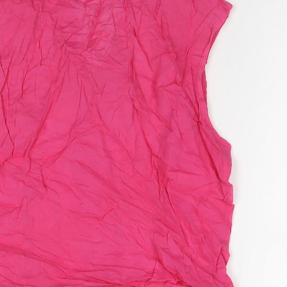 Womens UK Size 16 Marks and Spencer Pink Basic Button-Up