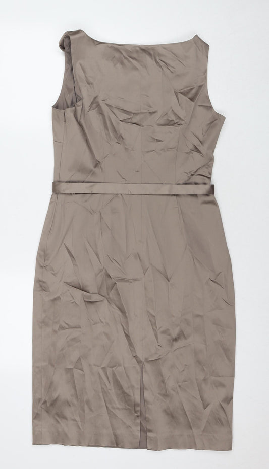 Coast Womens Brown Polyester A-Line Size 14 Round Neck Pullover - Flower Detail