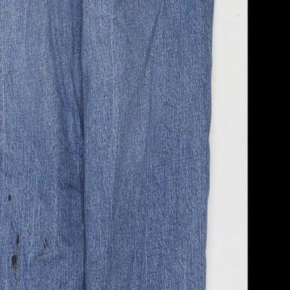 New Look Womens Blue Cotton Mom Jeans Size 10 L26 in Regular Zip