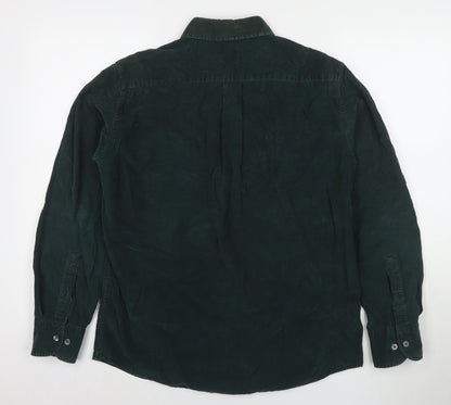 Blue Harbour Mens Green Cotton Button-Up Size S Collared Button