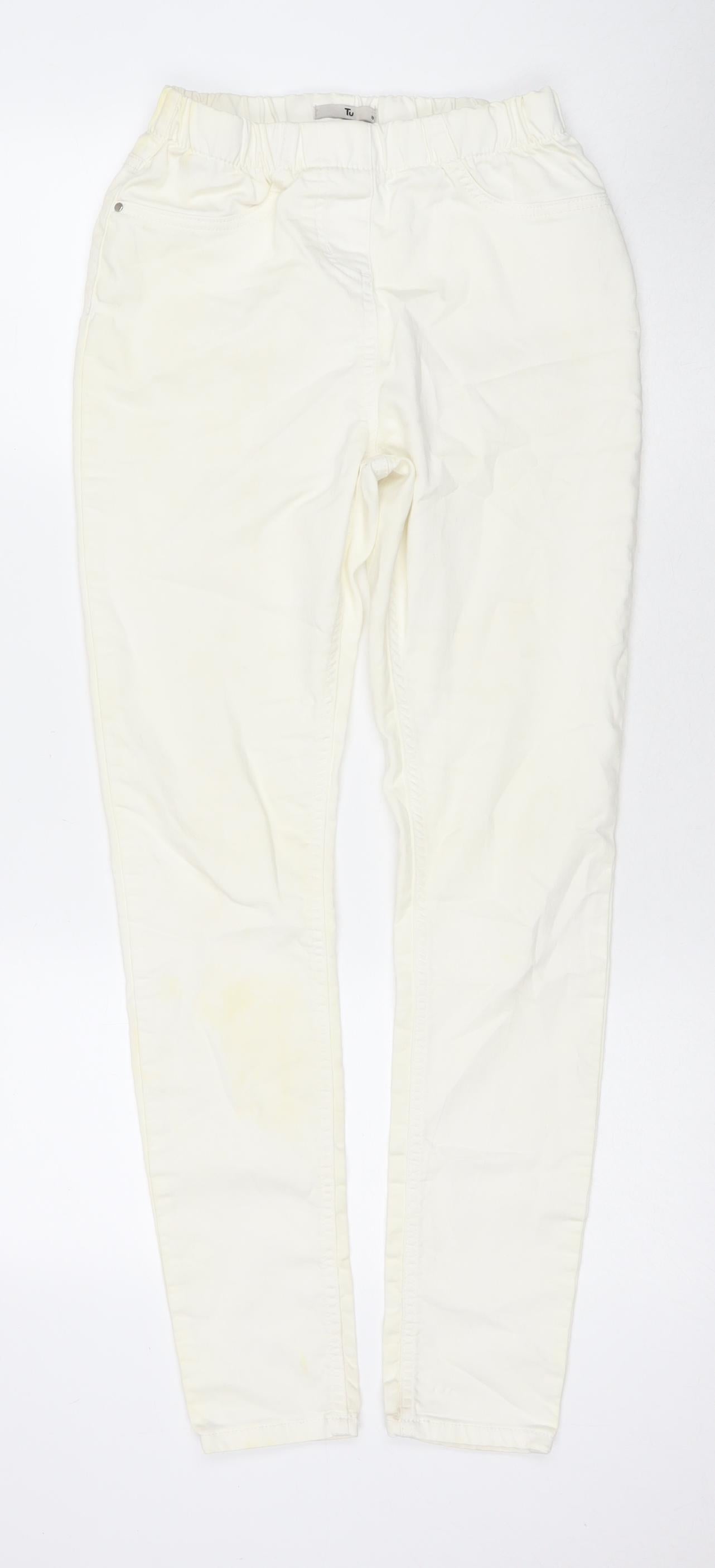 TU Womens Ivory Cotton Jegging Jeans Size 10 L29 in Regular