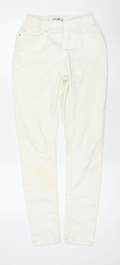 TU Womens Ivory Cotton Jegging Jeans Size 10 L29 in Regular