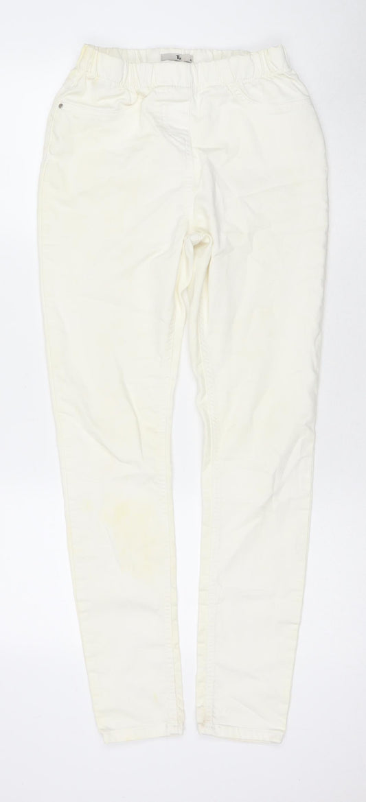 TU Womens Ivory Cotton Jegging Jeans Size 10 L29 in Regular