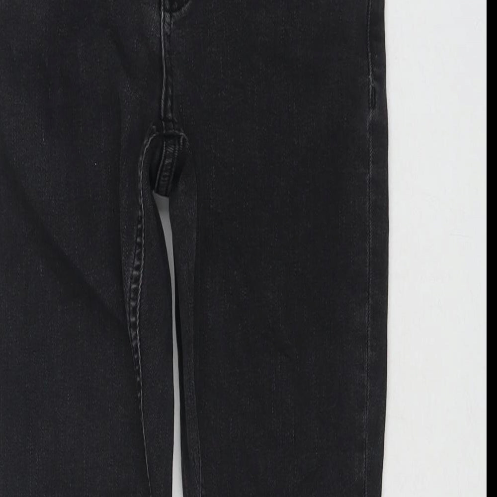 ASOS Womens Black Cotton Skinny Jeans Size 24 in L23 in Regular Zip - Flames Detail