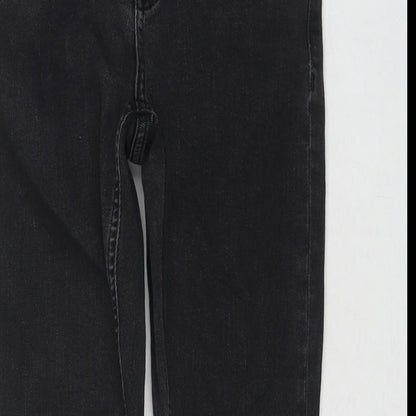 ASOS Womens Black Cotton Skinny Jeans Size 24 in L23 in Regular Zip - Flames Detail