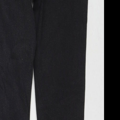 ASOS Womens Black Cotton Skinny Jeans Size 24 in L23 in Regular Zip - Flames Detail