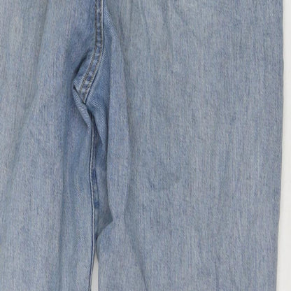 PRETTYLITTLETHING Womens Blue Cotton Mom Jeans Size 14 L29 in Regular Zip
