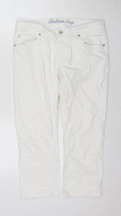 Crew Clothing Womens White Cotton Cropped Jeans Size 10 L20 in Regular Zip