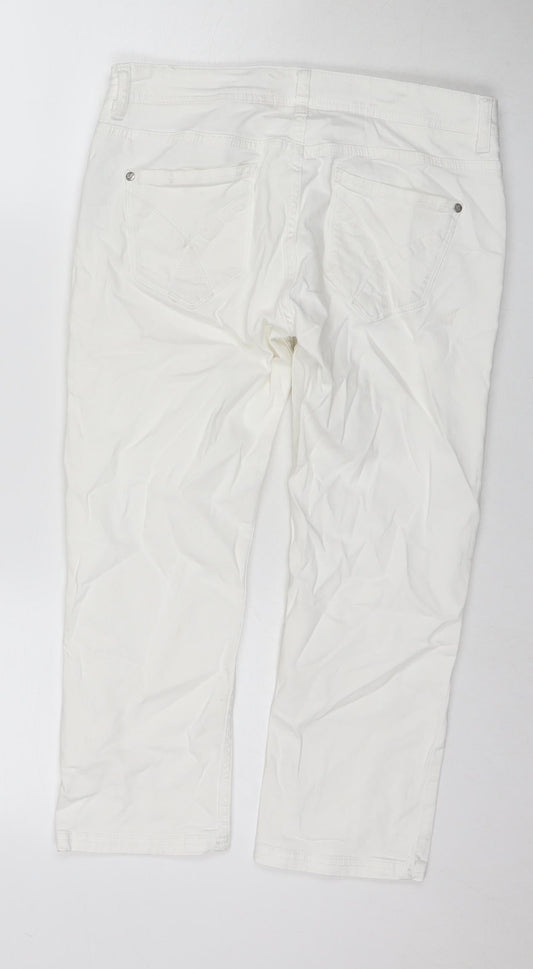 Crew Clothing Womens White Cotton Cropped Jeans Size 10 L20 in Regular Zip