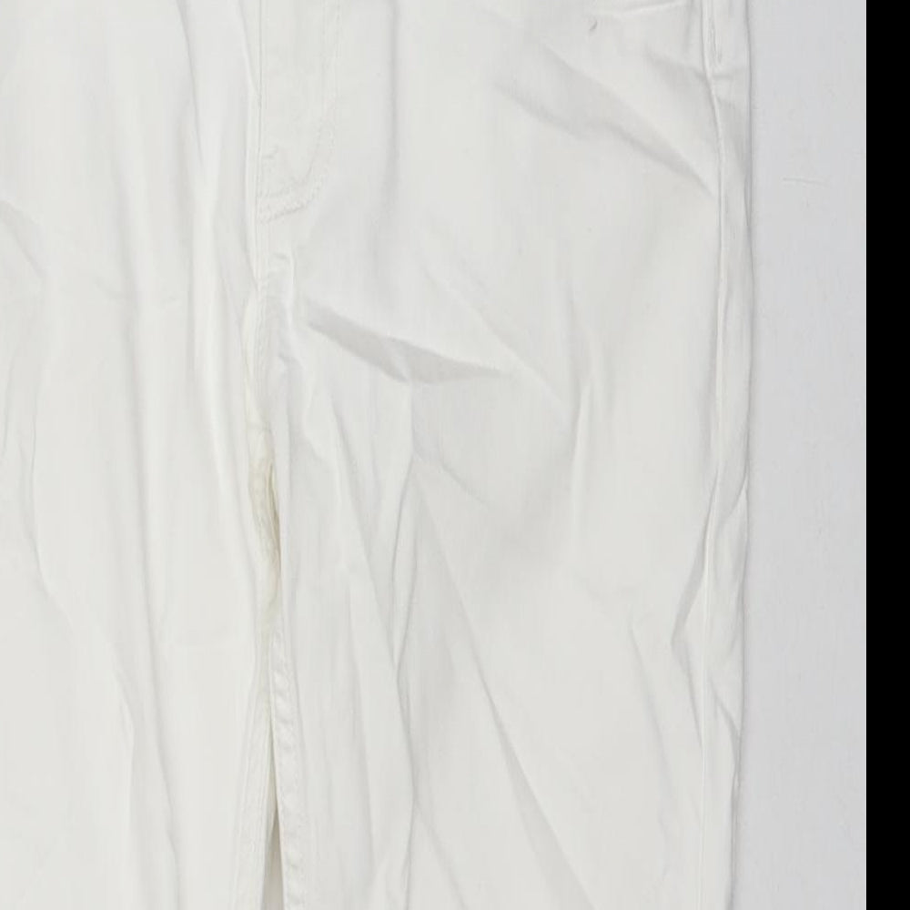 Crew Clothing Womens White Cotton Cropped Jeans Size 10 L20 in Regular Zip