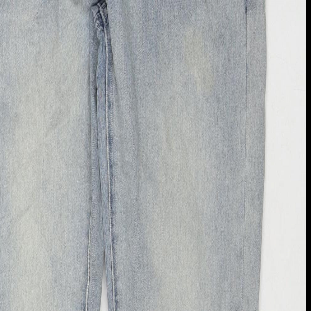 Boohoo Mens Blue Cotton Skinny Jeans Size 32 in L29 in Regular Zip