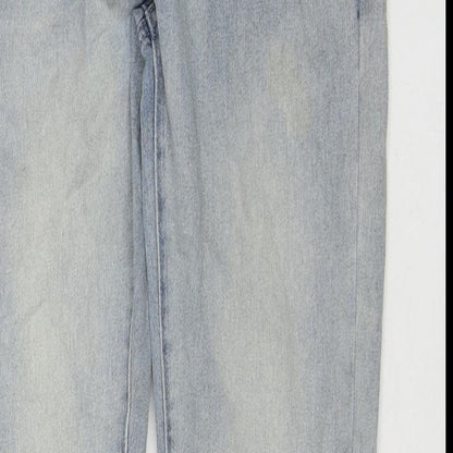 Boohoo Mens Blue Cotton Skinny Jeans Size 32 in L29 in Regular Zip