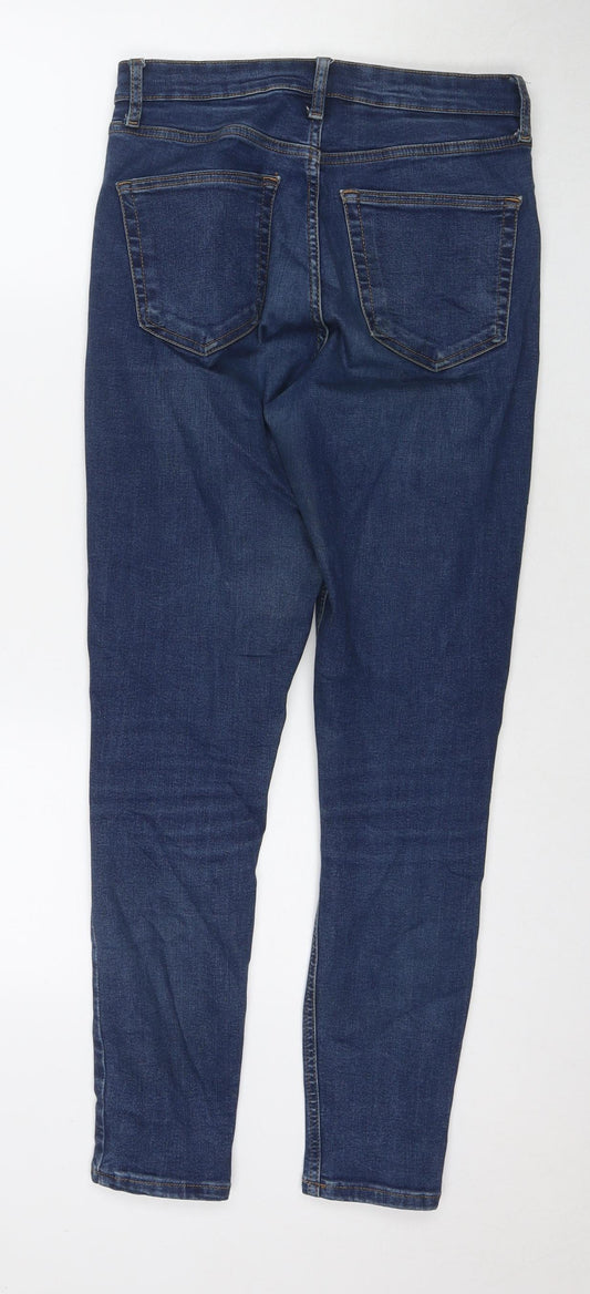 Topshop Womens Blue Cotton Skinny Jeans Size 30 in L32 in Regular Zip