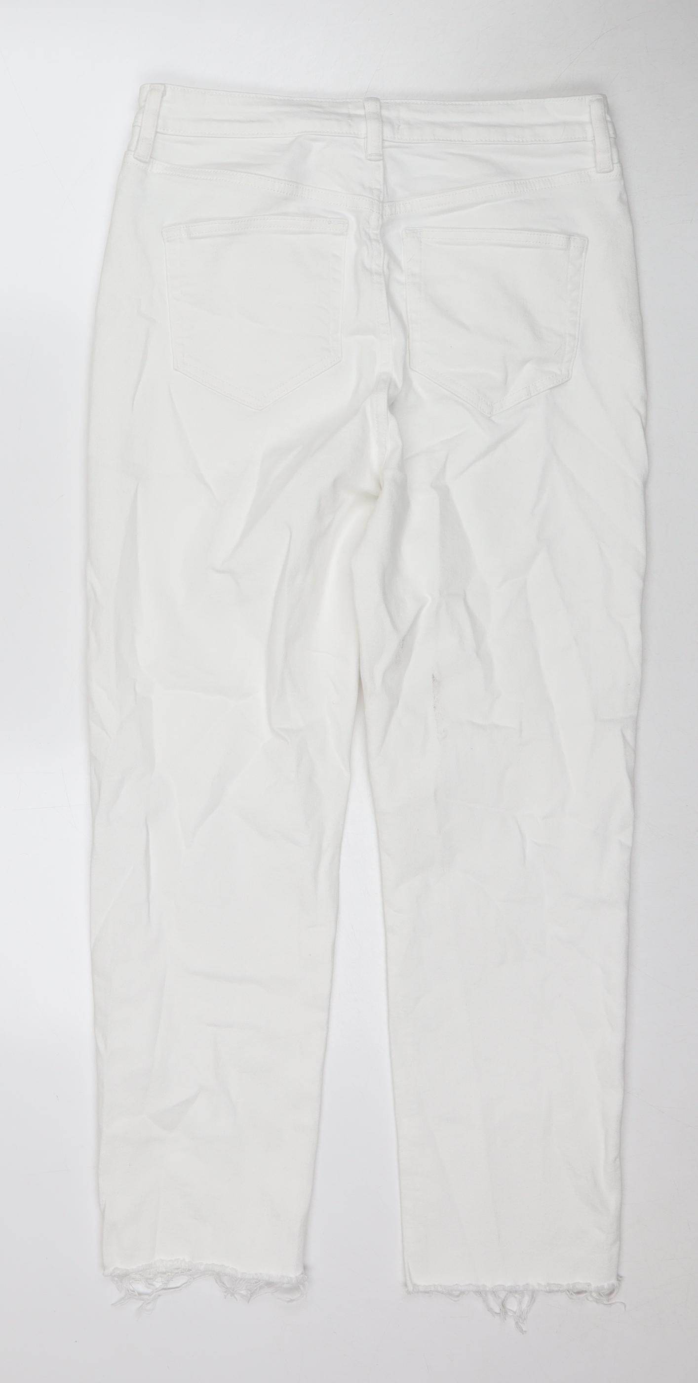 F&F Womens White Cotton Skinny Jeans Size 12 L27 in Regular Zip
