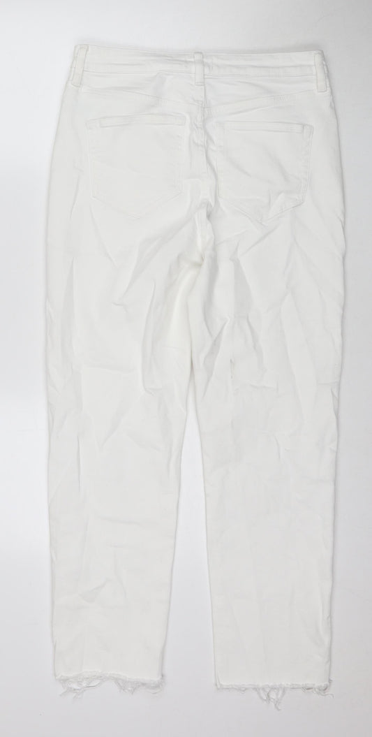F&F Womens White Cotton Skinny Jeans Size 12 L27 in Regular Zip