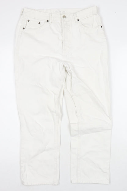Topshop Womens White Cotton Cropped Jeans Size 30 in L30 in Regular Zip