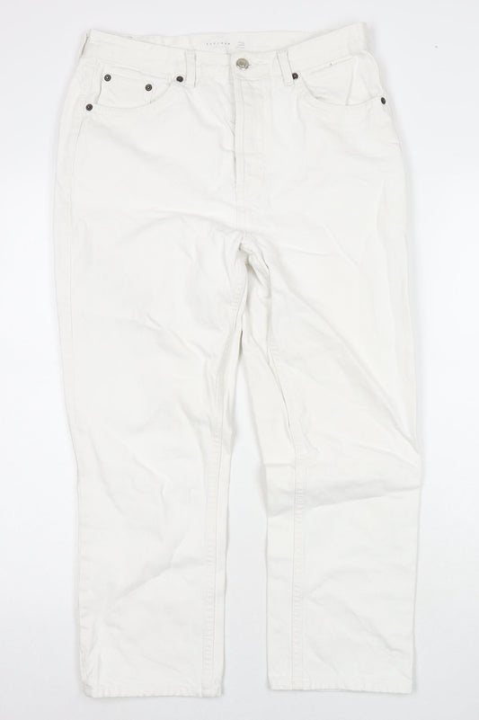 Topshop Womens White Cotton Cropped Jeans Size 30 in L30 in Regular Zip