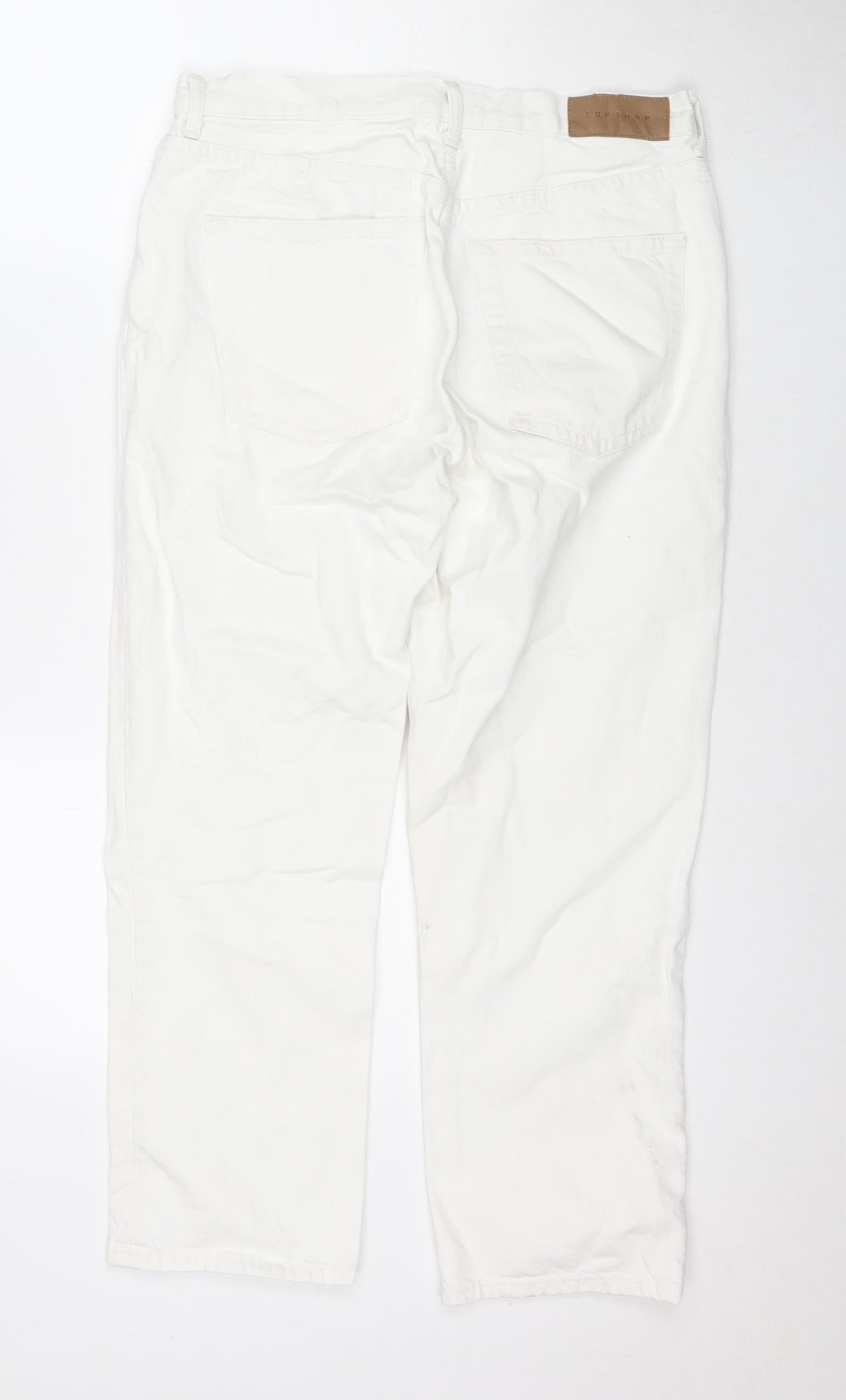 Topshop Womens White Cotton Cropped Jeans Size 30 in L30 in Regular Zip