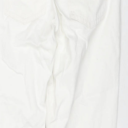 Topshop Womens White Cotton Cropped Jeans Size 30 in L30 in Regular Zip