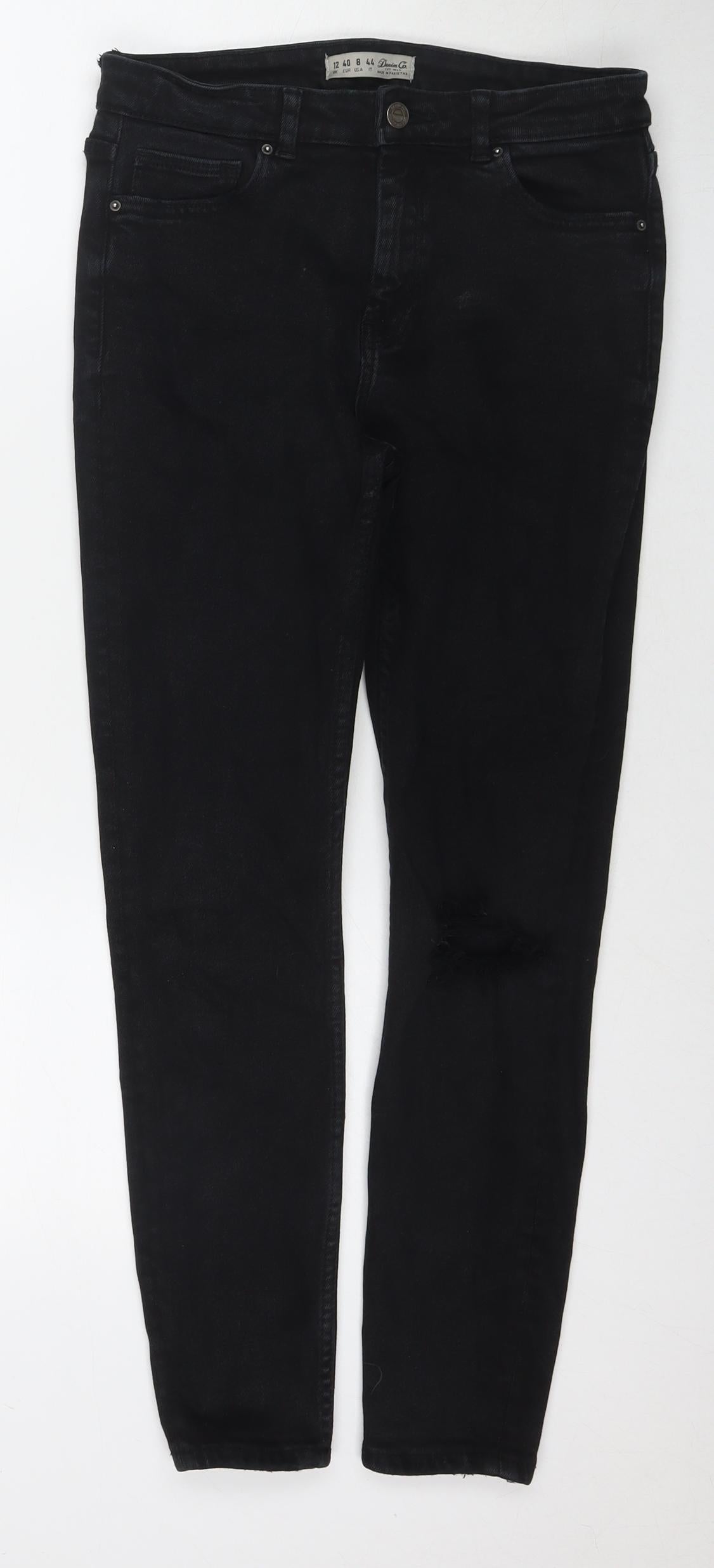 Denim & Co. Womens Black Cotton Skinny Jeans Size 12 L26 in Regular Zip