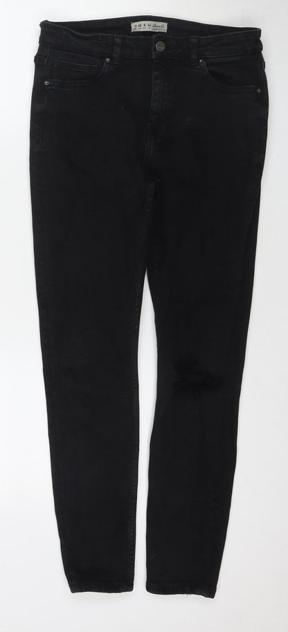 Denim & Co. Womens Black Cotton Skinny Jeans Size 12 L26 in Regular Zip