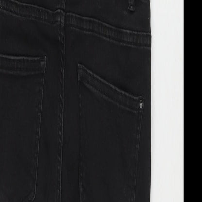 New Look Womens Black Cotton Dungaree One-Piece Size 8 L26 in Zip