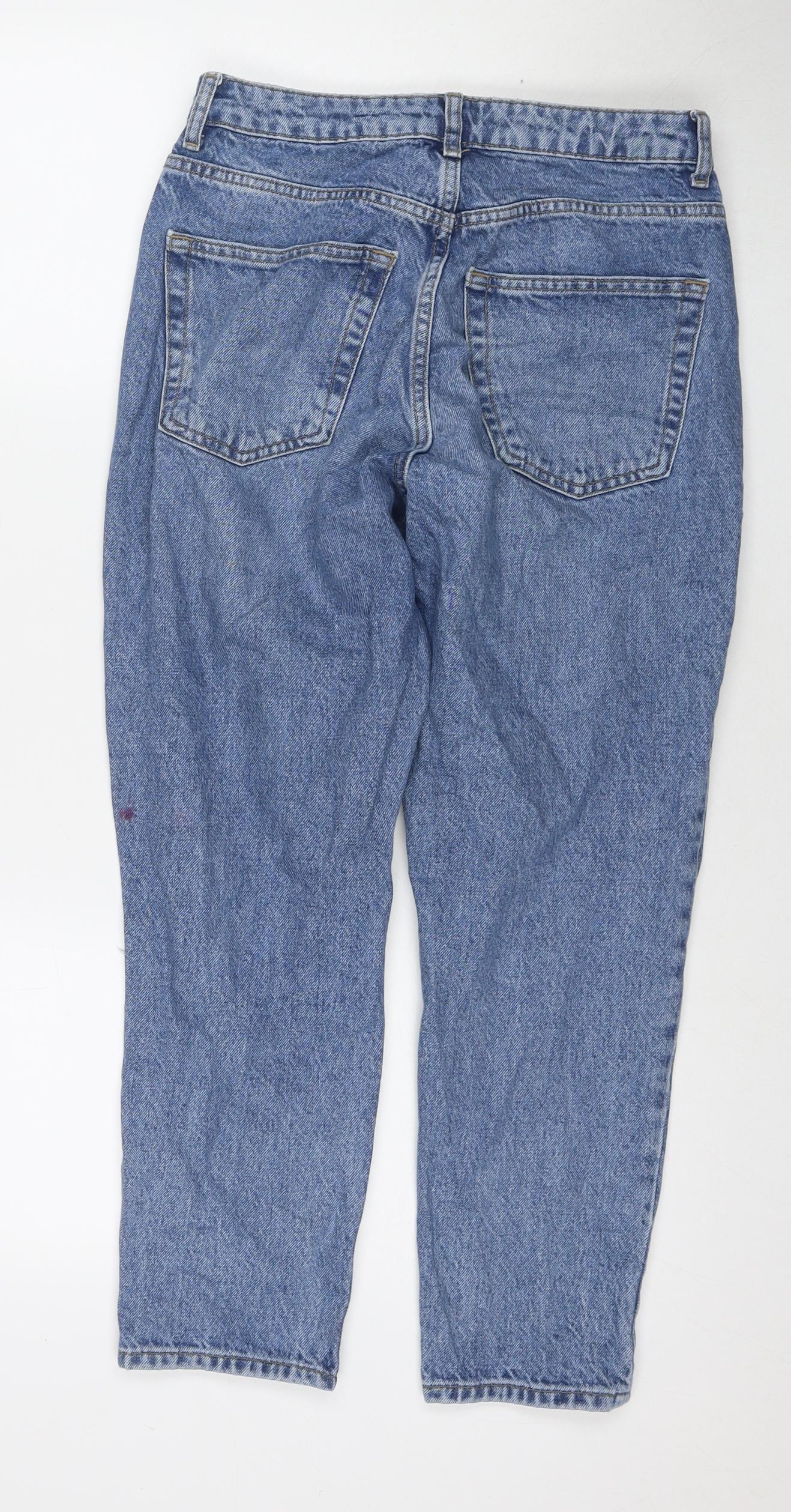 Topshop Womens Blue Cotton Mom Jeans Size 26 L28 in Regular Zip