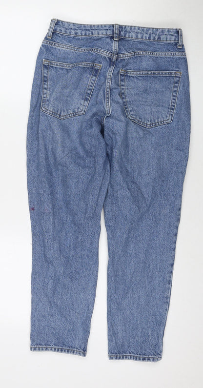 Topshop Womens Blue Cotton Mom Jeans Size 26 L28 in Regular Zip