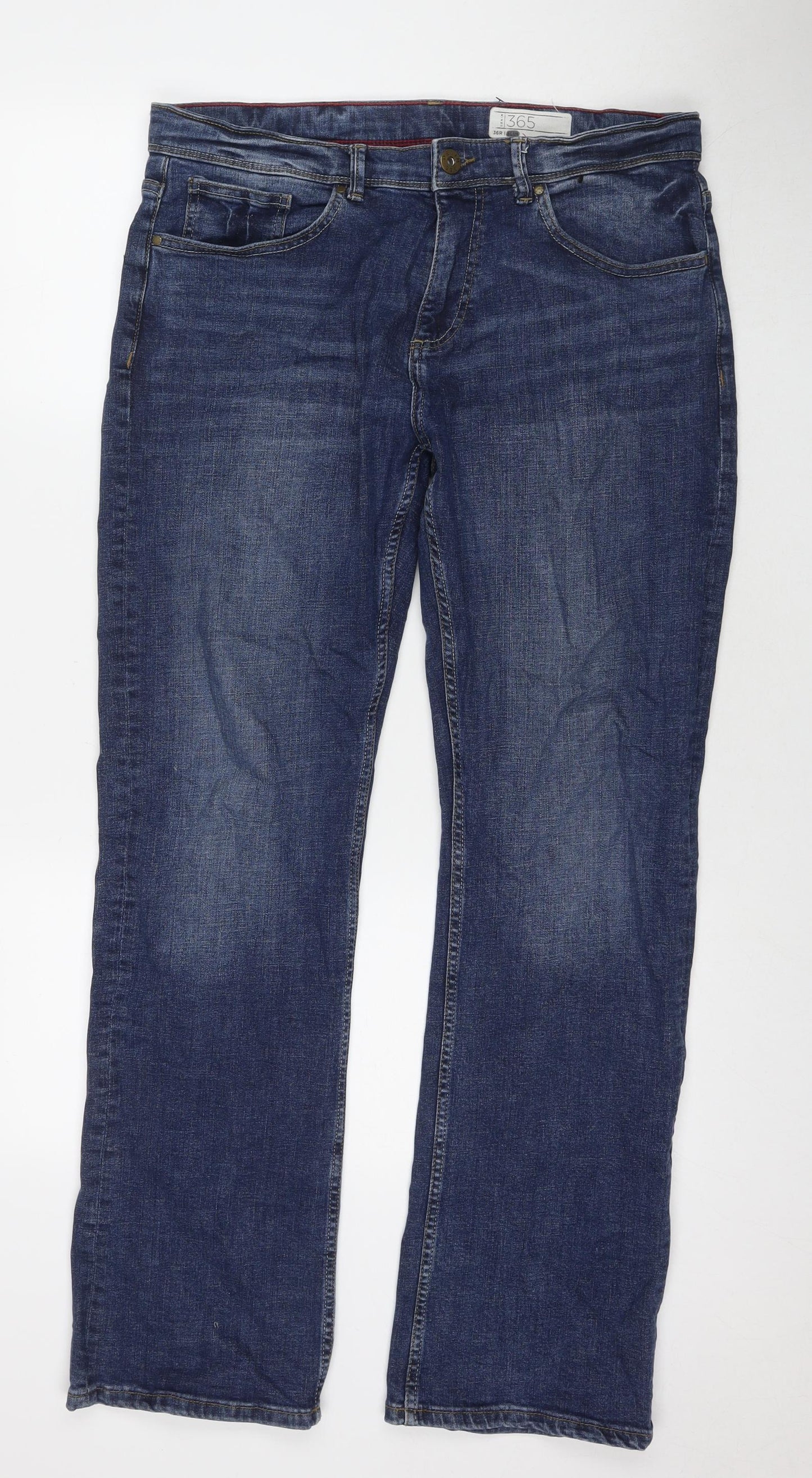 Denim 365 Womens Blue Cotton Straight Jeans Size 36 in L31 in Slim Zip