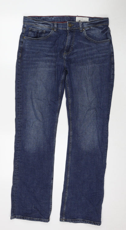 Denim 365 Womens Blue Cotton Straight Jeans Size 36 in L31 in Slim Zip