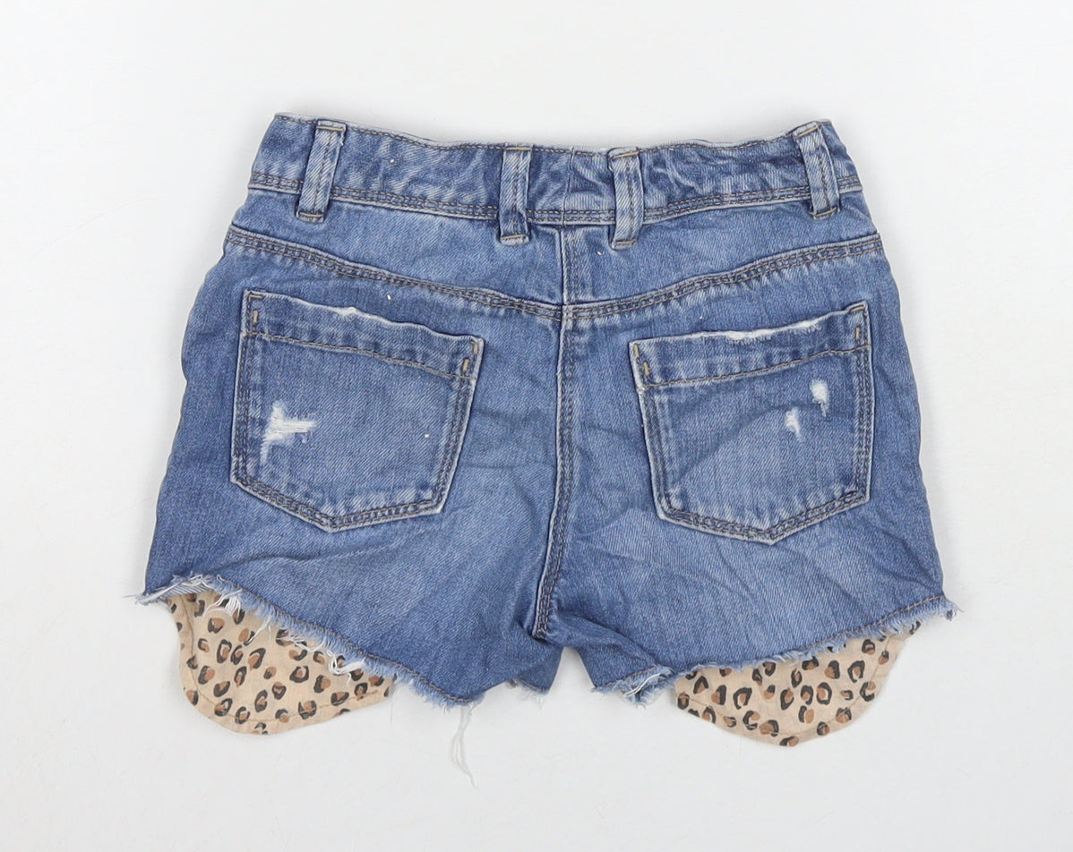 NEXT Girls Blue Cotton Hot Pants Shorts Size 7 Years L3 in Regular Zip