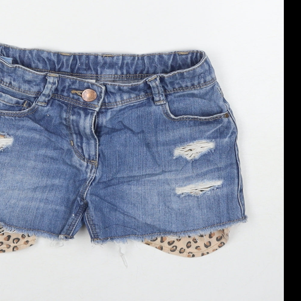 NEXT Girls Blue Cotton Hot Pants Shorts Size 7 Years L3 in Regular Zip