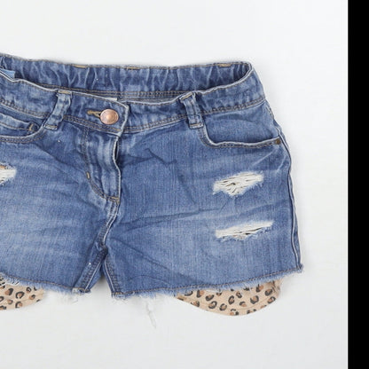 NEXT Girls Blue Cotton Hot Pants Shorts Size 7 Years L3 in Regular Zip
