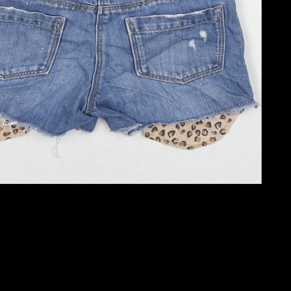 NEXT Girls Blue Cotton Hot Pants Shorts Size 7 Years L3 in Regular Zip