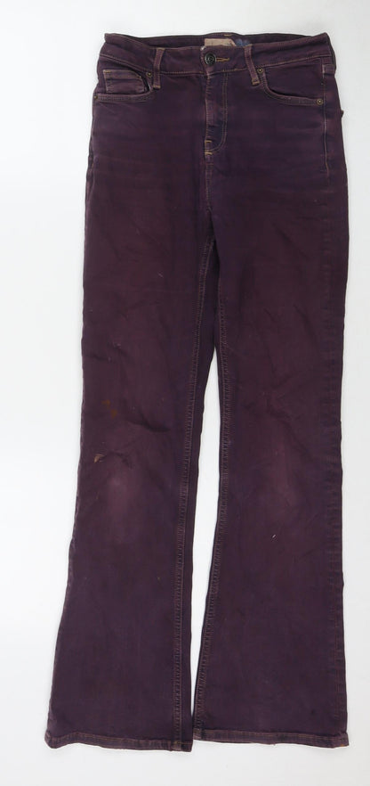 Topshop Womens Purple Cotton Flared Jeans Size 26 in L30 in Regular Zip