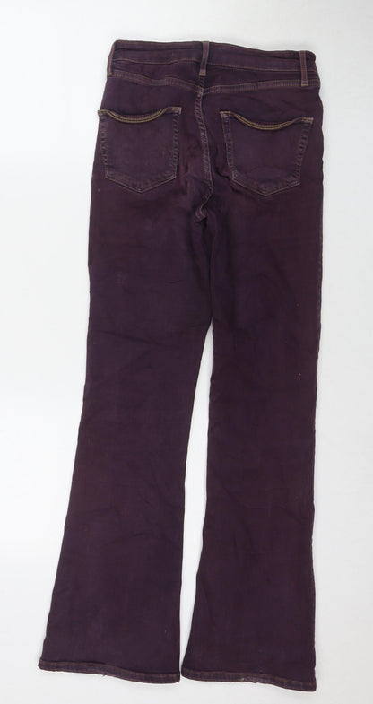 Topshop Womens Purple Cotton Flared Jeans Size 26 in L30 in Regular Zip