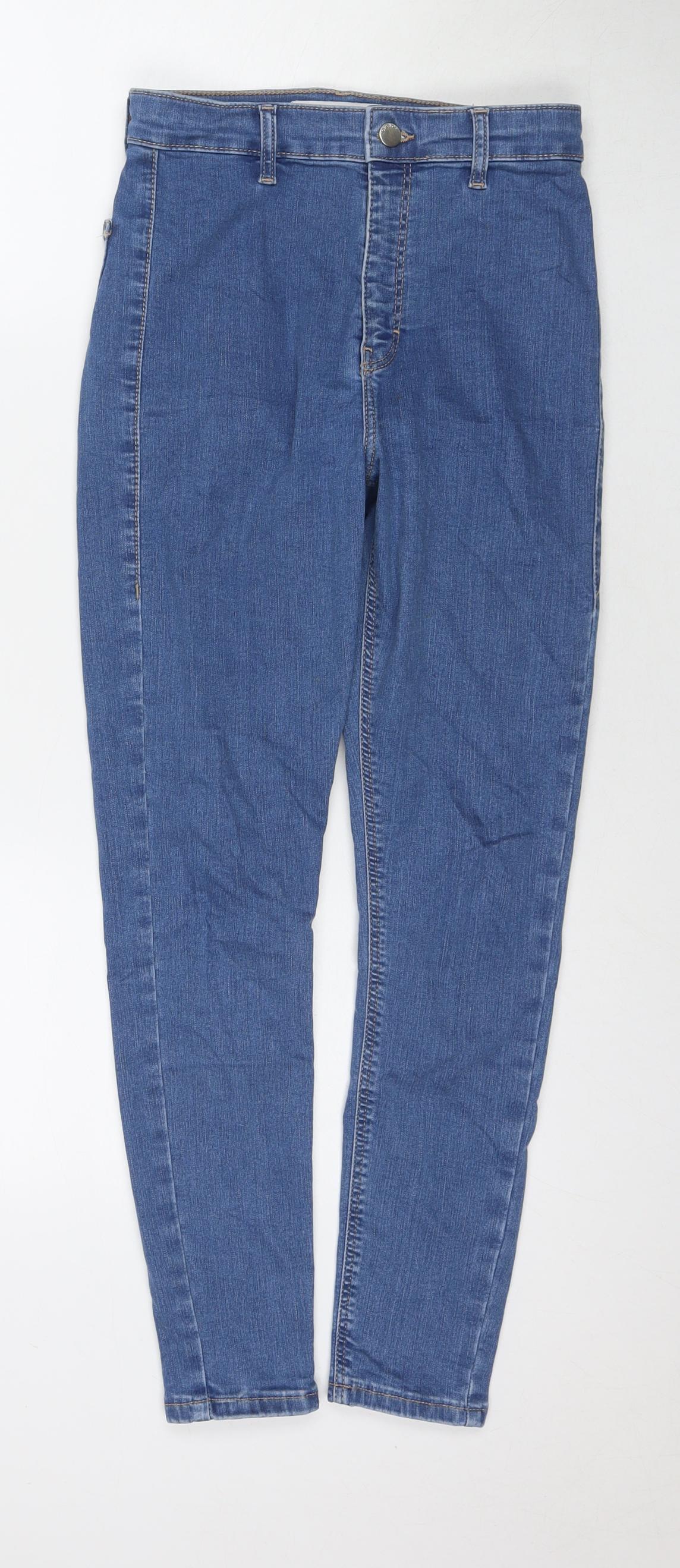 Topshop Womens Blue Cotton Straight Jeans Size 26 L30 in Regular Zip