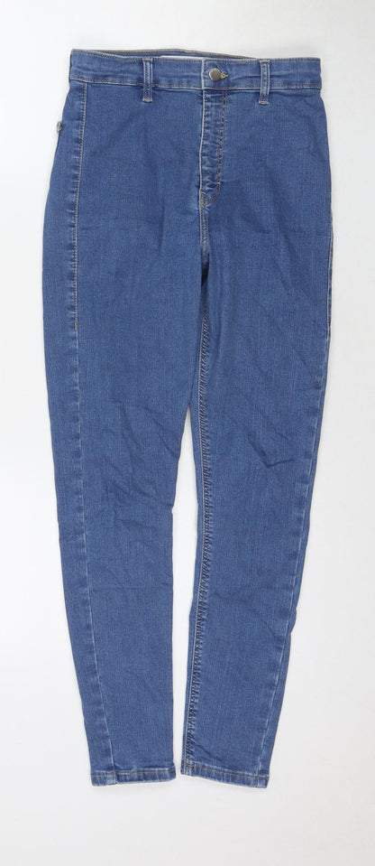 Topshop Womens Blue Cotton Straight Jeans Size 26 L30 in Regular Zip