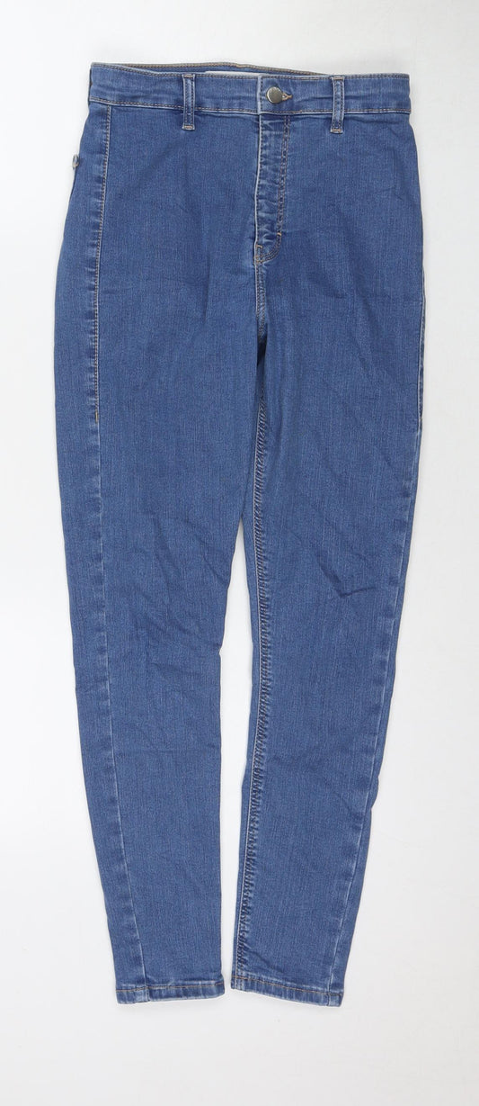 Topshop Womens Blue Cotton Straight Jeans Size 26 L30 in Regular Zip