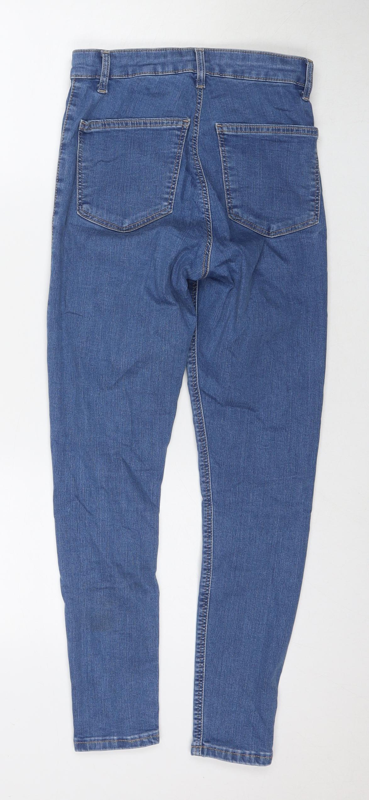 Topshop Womens Blue Cotton Straight Jeans Size 26 L30 in Regular Zip