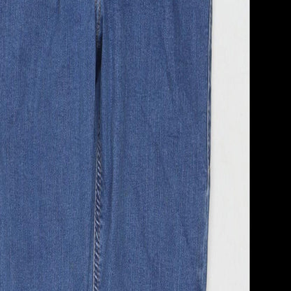 Topshop Womens Blue Cotton Straight Jeans Size 26 L30 in Regular Zip
