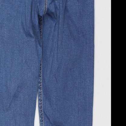 Topshop Womens Blue Cotton Straight Jeans Size 26 L30 in Regular Zip