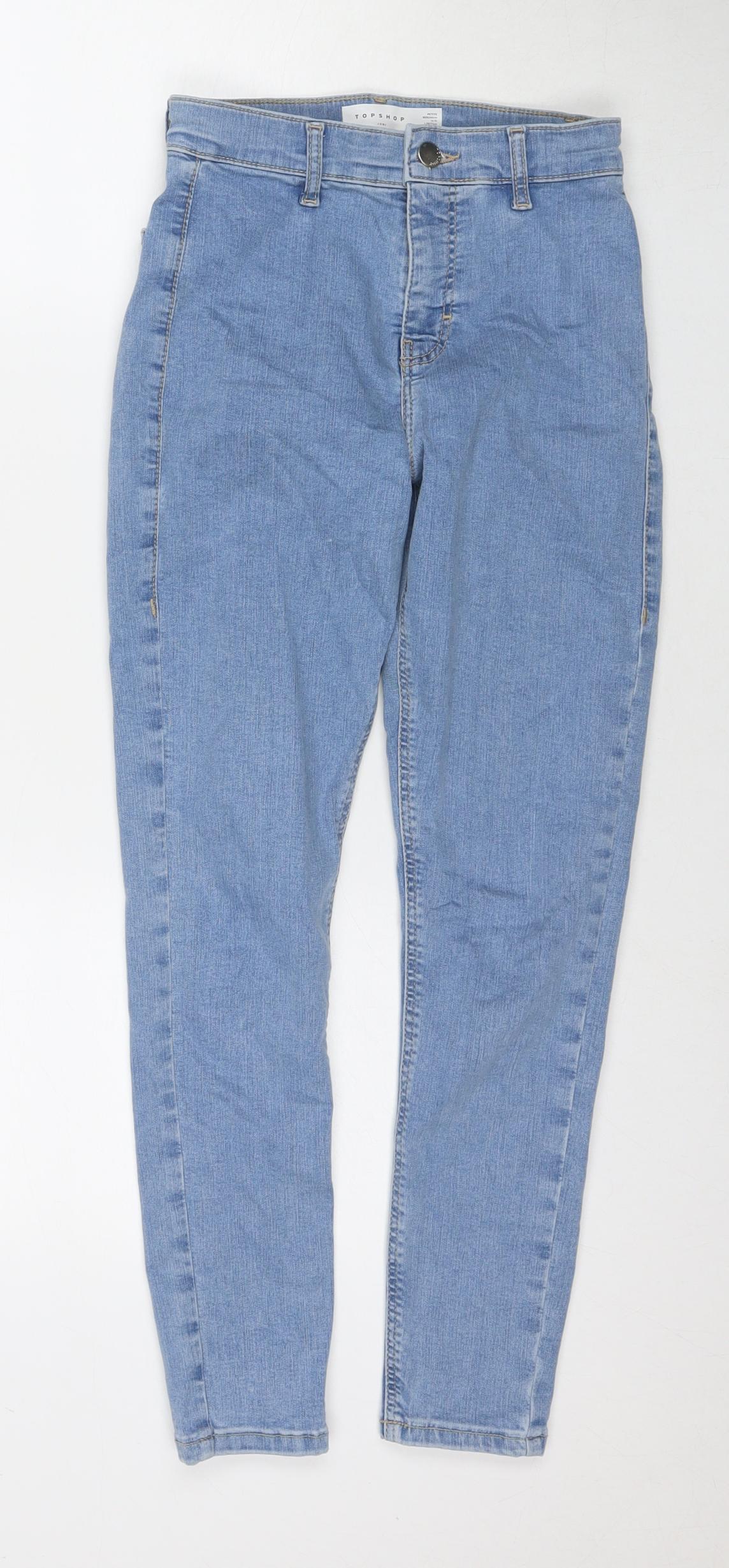 Topshop Womens Blue Cotton Skinny Jeans Size 26 L28 in Regular Zip