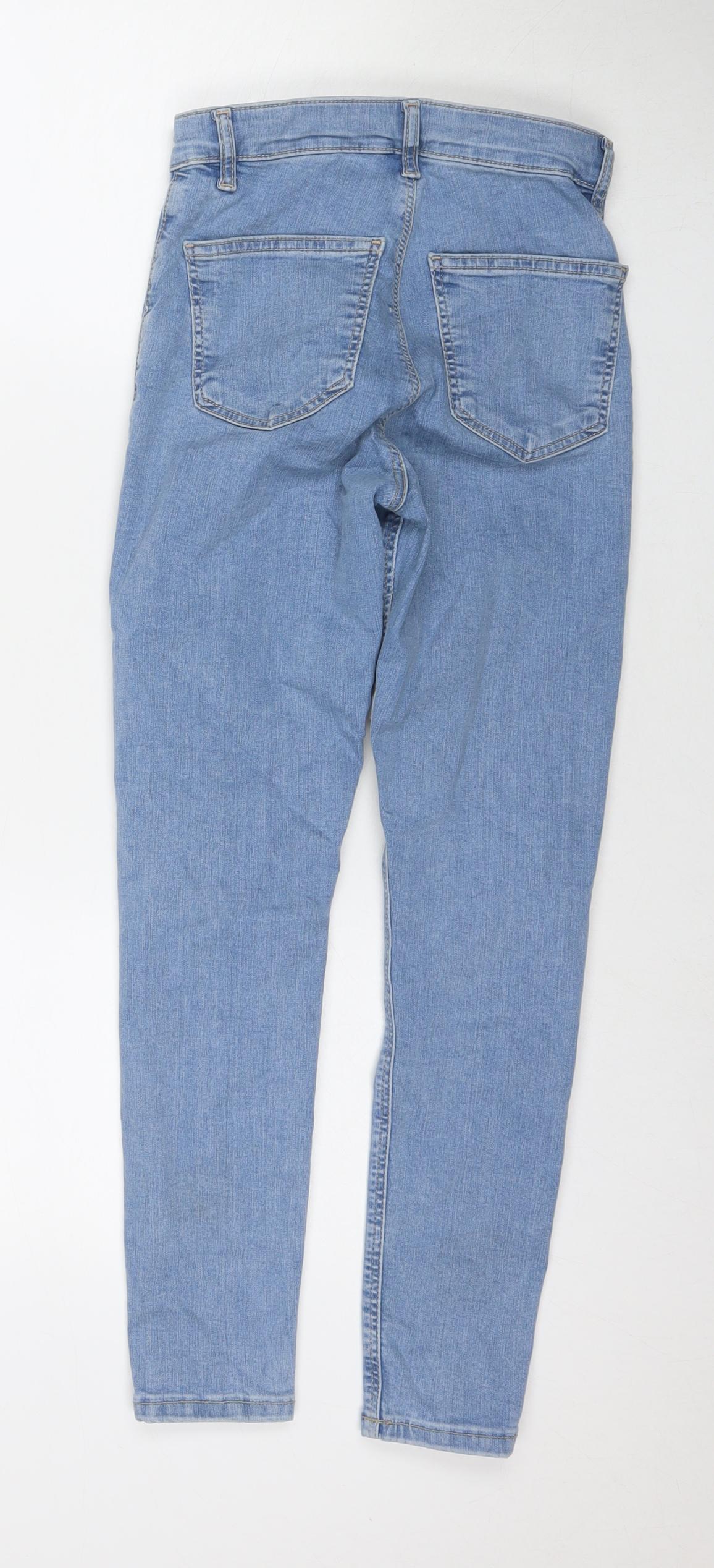 Topshop Womens Blue Cotton Skinny Jeans Size 26 L28 in Regular Zip