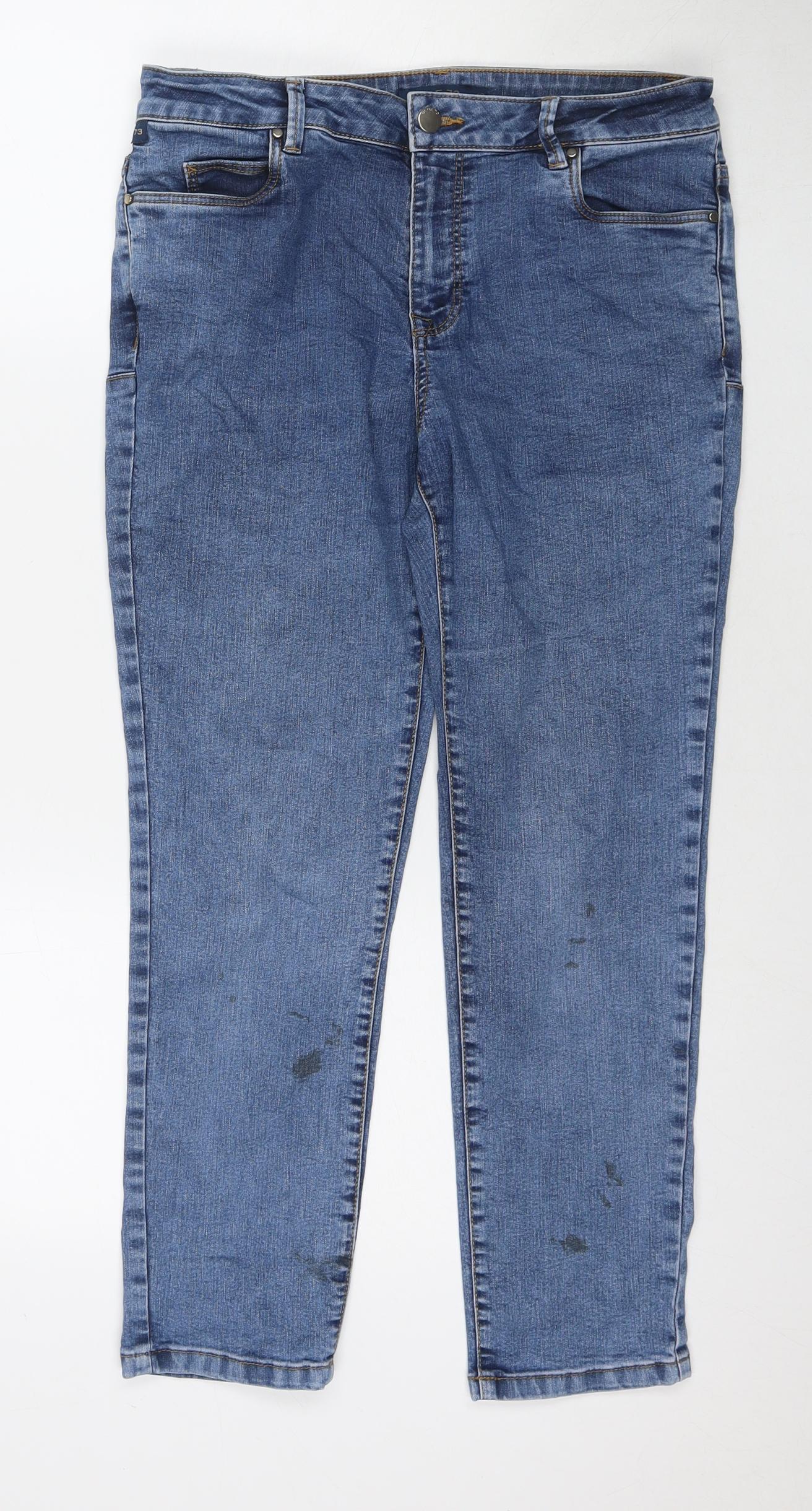 Blue73 Womens Blue Cotton Cropped Jeans Size 10 L25 in Regular Zip
